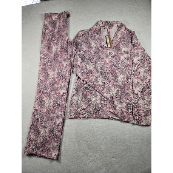 SKIMS Other - Skims Sleep Long Sleep Set Bloom Modal Cotton Animal Pink Leopard Zebra S NEW